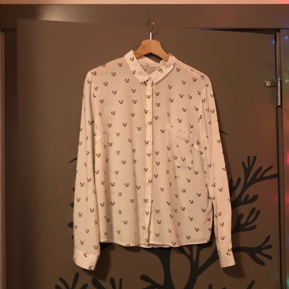 Bershka Button Down Shirt with Panda Print
